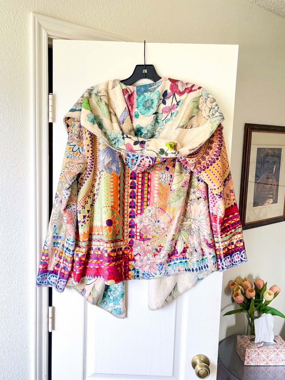 Johnny Was Reversible Sherpa Hooded Jacket Mosaic Multi Small EUC - Picture 8 of 10